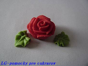 Ruža cukrova malá Červená 13 lupienkov 60 ks + 120 lístkov
